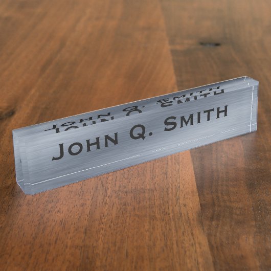 Porte-nom Pour Bureau Plaque d'identification en acier brossé personnali (Taille)