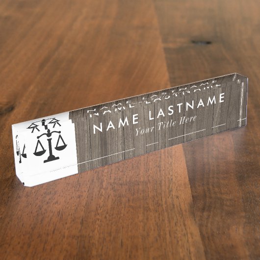 Porte-nom Pour Bureau Plaque d'identification mini-procureur en bois (Taille)