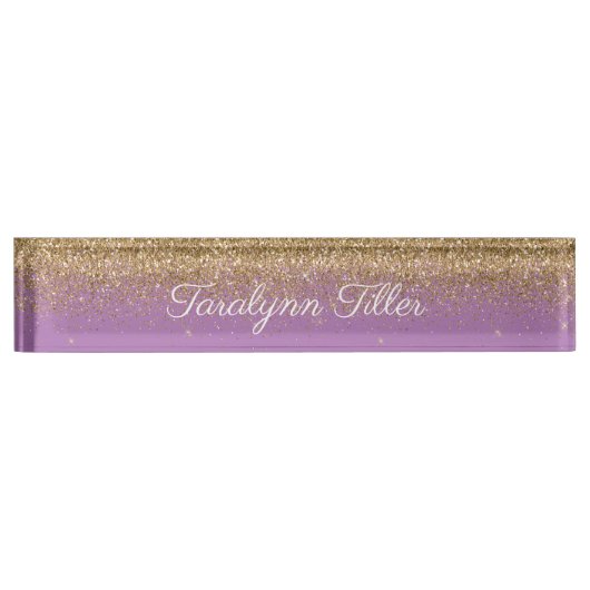 Porte-nom Pour Bureau Plaque rouge Parties scintillant Gold (Devant)