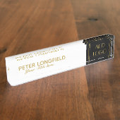 Porte-nom Pour Bureau Plaque signalétique blanche noire élégante de (Taille)