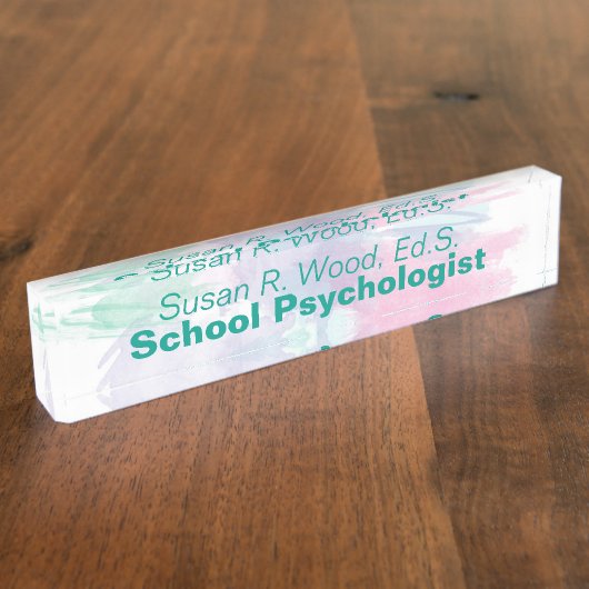 Porte-nom Pour Bureau Plaque signalétique d'aquarelle d'abrégé sur (Taille)