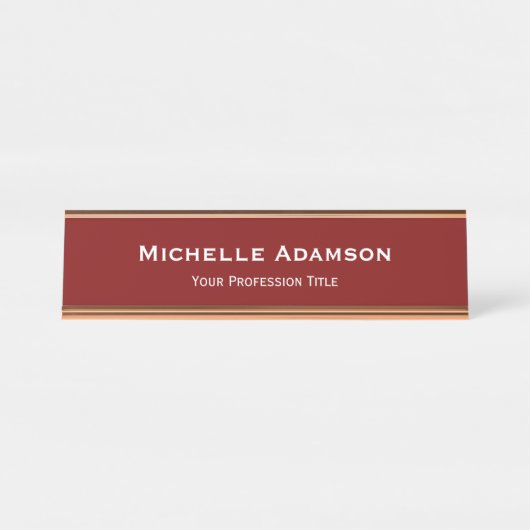 Porte-nom Pour Bureau Plat professionnel rouge profond moderne (Devant)