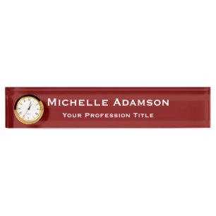 Porte-nom Pour Bureau Plat professionnel rouge profond moderne