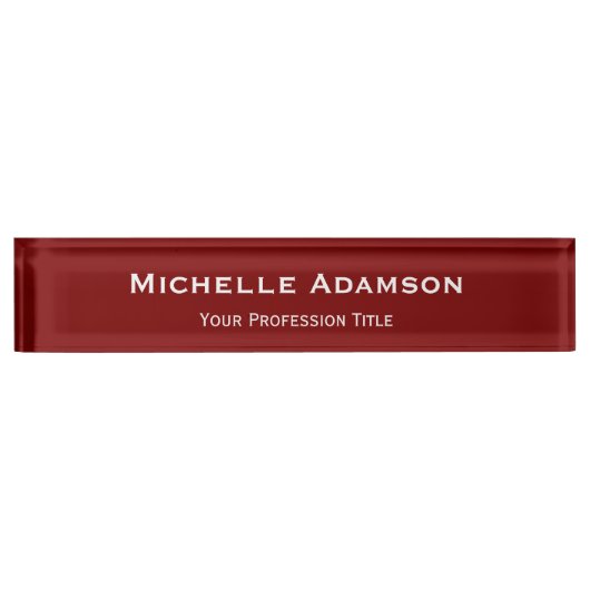 Porte-nom Pour Bureau Plat professionnel rouge profond moderne (Devant)