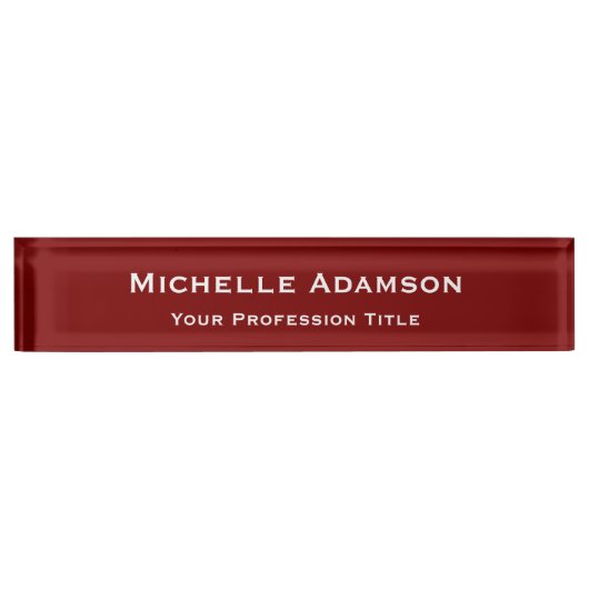 Porte-nom Pour Bureau Plat professionnel rouge profond moderne (Devant)