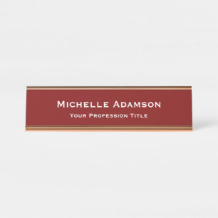 Porte-nom Pour Bureau Plat professionnel rouge profond moderne