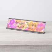 Porte-nom Pour Bureau Plate de nom de la fleur d'été (Devant)