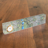 Porte-nom Pour Bureau Plein plumage de paon bleu (Taille)