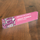 Porte-nom Pour Bureau PLEIN PUISSANCE Fun Retro Comic Book Rose (Taille)