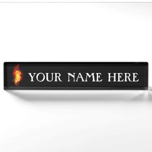 Porte-nom Pour Bureau Plumes de paquetage de feu