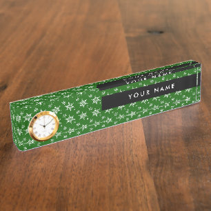 Porte-nom Pour Bureau Pneus blancs, Vert, Votre nom, Personnaliser