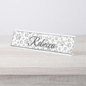 Porte-nom Pour Bureau Poches de chien noir et blanc Poka Dot (Devant)