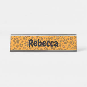 Porte-nom Pour Bureau Pois de chien noir et blanc Pointe Polka sur dahli