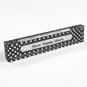 Porte-nom Pour Bureau Pois noir et blanc