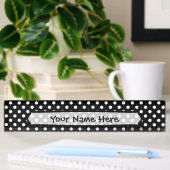 Porte-nom Pour Bureau Pois noir et blanc