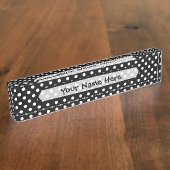 Porte-nom Pour Bureau Pois noir et blanc (Taille)