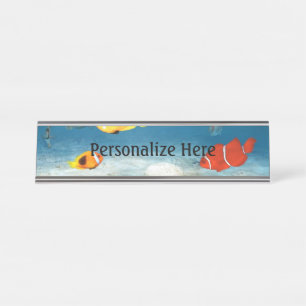 Porte-nom Pour Bureau Poissons Dans L'Assiette De Nom Du Bureau Océaniq