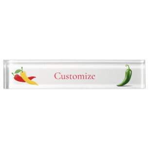 Porte-nom Pour Bureau Poivrons verts rouges chili Thunder_Cove