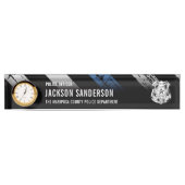 Porte-nom Pour Bureau Police Department Officer Thin Blue Line Logo (Devant)