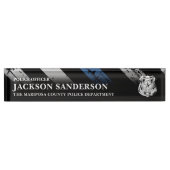 Porte-nom Pour Bureau Police Officer Department Thin Blue Line Logo (Devant)