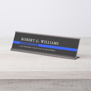Porte-nom Pour Bureau Police personnalisée minimale mince de Blue Line