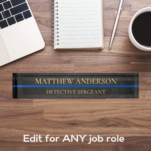Porte-nom Pour Bureau Police Sergeant Desk Plaque rouge mince