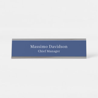 Porte-nom Pour Bureau Police Serif Simple Minimaliste Moderne Bleu Foncé