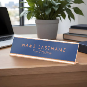 Porte-nom Pour Bureau Polices Brown bleues de la marine Personnalisation