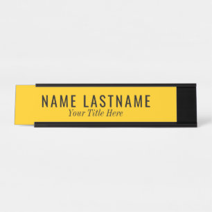 Porte-nom Pour Bureau Polices noires jaunes brillantes
