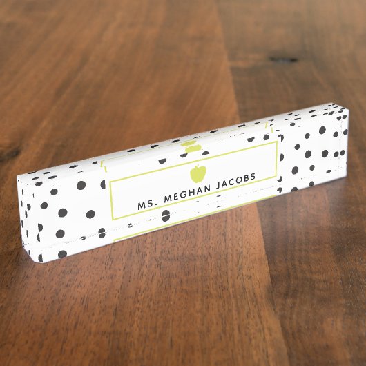 Porte-nom Pour Bureau Polka Dot Neon Enseignant (Taille)