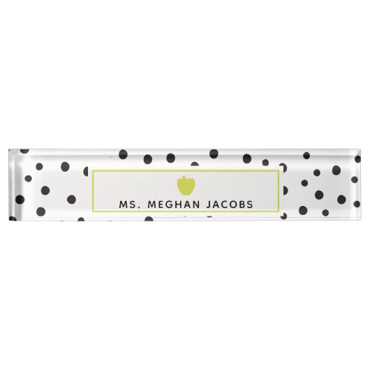 Porte-nom Pour Bureau Polka Dot Neon Enseignant (Devant)