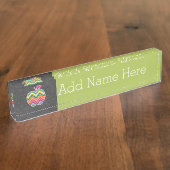 Porte-nom Pour Bureau Pomme enseignant personnalisée avec Motif Chevron  (Taille)