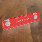 Porte-nom Pour Bureau Pompier 2 Bugle Silver Capitaine Médaillon (Taille)
