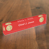 Porte-nom Pour Bureau Pompier 4 Médaille d'or Bugle (Taille)