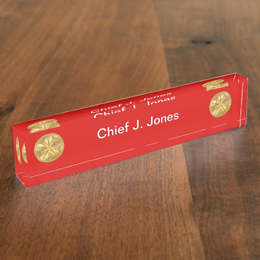 Porte-nom Pour Bureau Pompier 5 Médaille d'or Bugle (Taille)