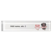 Porte-nom Pour Bureau Porcs mignons de bande dessinée sur une plaque (Devant)