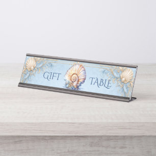 Porte-nom Pour Bureau Porte-cadeaux de mariage sur la plage de coquillag