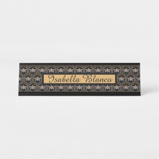 Porte-nom Pour Bureau Porte-miel et abeilles (Devant)