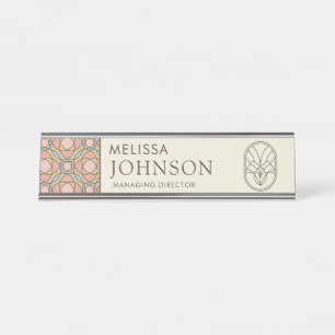Porte-nom Pour Bureau Porte-nom de bureau de soins de peau géométriques