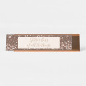 Porte-nom Pour Bureau Porte-nom de bureau Rose Gold Glitter Boss (Devant)