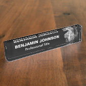 Porte-nom Pour Bureau Portrait de lion sur le noir (Taille)