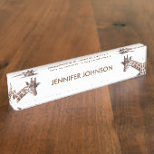 Porte-nom Pour Bureau Portraits de Giraffe Nom personnalisé (Taille)