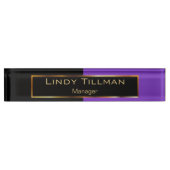 Porte-nom Pour Bureau Pourpre et noir classieux (Devant)