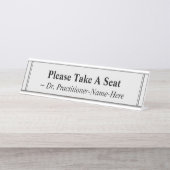 Porte-nom Pour Bureau "Prenez Un Siège" + Nom Du Praticien (Devant)