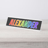 Porte-nom Pour Bureau Prénom "ALEXANDER" : Couleur arc-en-ciel amusant (Devant)