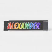 Porte-nom Pour Bureau Prénom "ALEXANDER" : Couleur arc-en-ciel amusant (Devant)