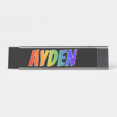 Porte-nom Pour Bureau Prénom "AYDEN": Couleur arc-en-ciel amusant (Devant)