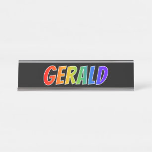 Porte-nom Pour Bureau Prénom "GERALD": Couleur arc-en-ciel amusant