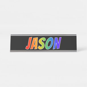 Porte-nom Pour Bureau Prénom "JASON" : Coloration d'arc-en-ciel