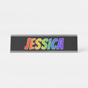 Porte-nom Pour Bureau Prénom "JESSICA" : Coloration d'arc-en-ciel